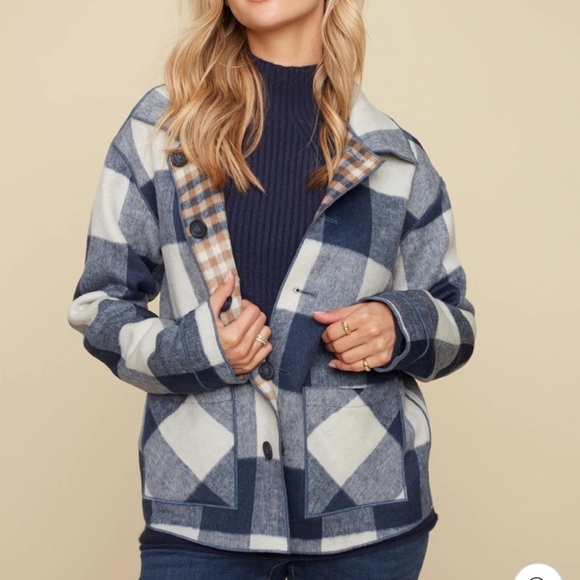 Charlie b collections reversible fall plaid button up coat - Picture 3 of 9